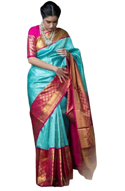 Flosive Ayn WomenS Present Banarasi Soft Lichi Silk Saree Beautiful Jacquard Rich Pallu Design Work Zari Woven Silk Style Saree
