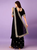 Fashion Basket Georgette Plazzo Kurta With Duptta Set For Women Black