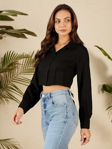 RARE Womens Solid Regular Fit Shirt (EP8089A_Black