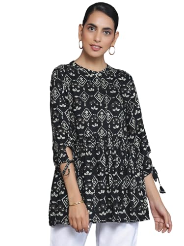 Libas WomenS Printed Aline Kurtis (26598_Black Xl)