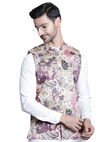 Jompers Mens Printed With Zari Work Waistcoat