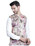 Jompers Mens Printed With Zari Work Waistcoat