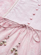 Ishin Women'S Pink Embelllished Anarkali Tiered Kurta