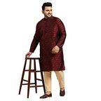 Sojanya Plus (Since 1958) MenS Silk Blend Maroon Self Design Only Long Kurta Size: 48