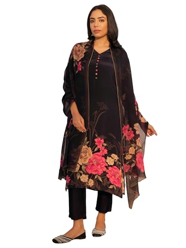 Libas Black Printed Muslin Straight Kurta Set For Women (99490Hxl)