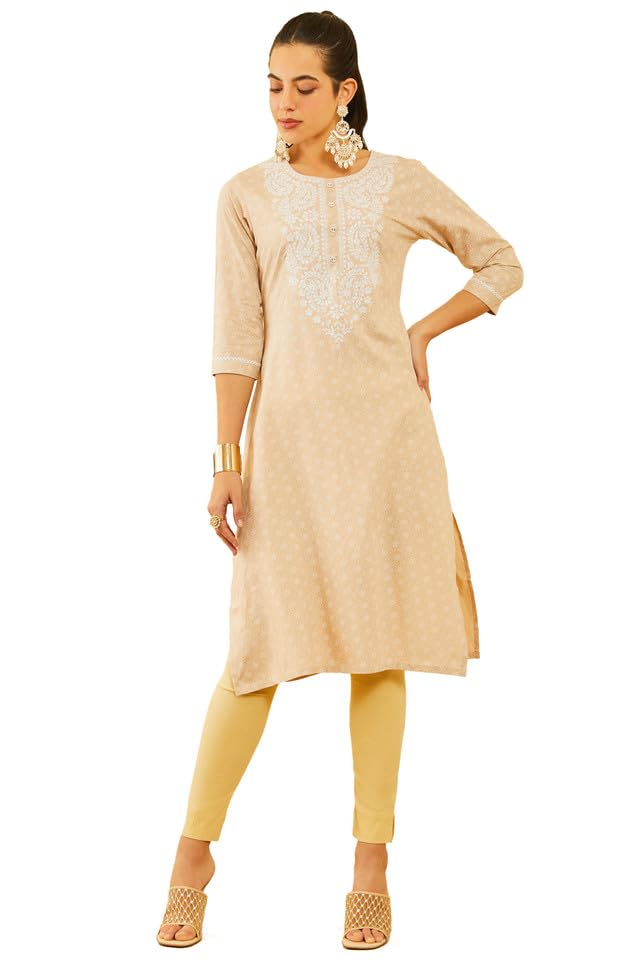 Soch Women Rayon Floral Printed Kurta with Embroidery Details