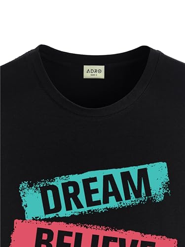ADRO Men's Solid Regular Fit T-Shirt (RN24-DBA-BL_Black
