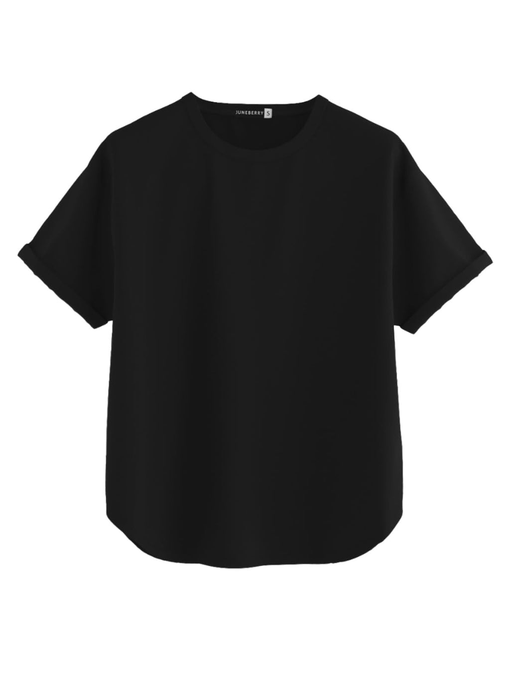 Juneberry Pure 100% Cotton Oversized Loose Baggy Fit Round Neck With Drop Shoulder Black & Swanwhite & Lilac Half Sleeves Boyfri