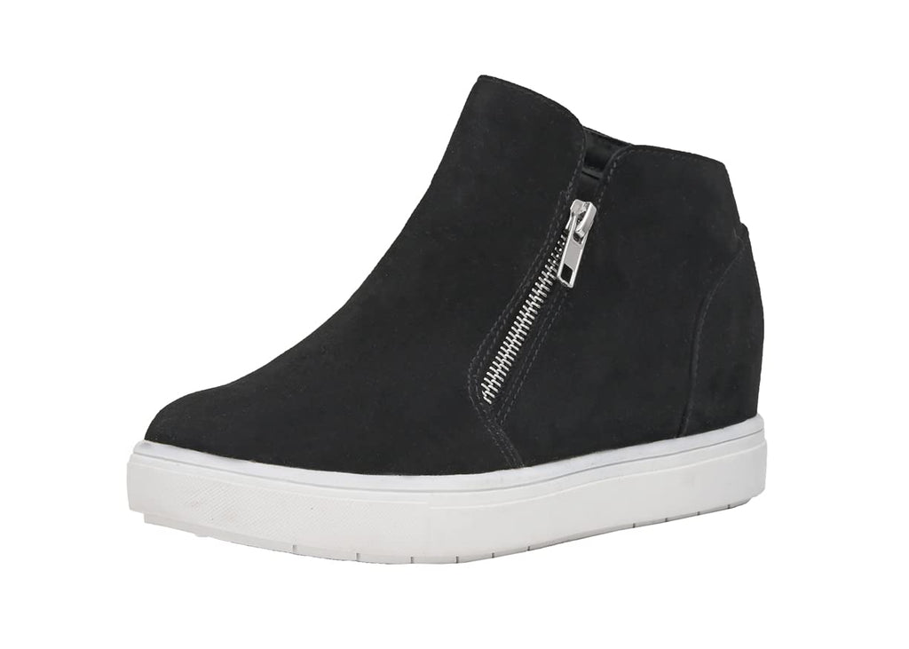 CUSHIONAIRE Women's Hart Hidden Wedge Sneaker +Wide Width Available, Black, 8 W