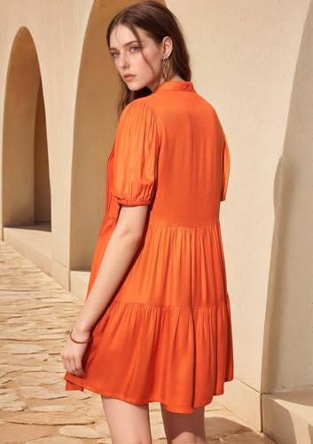 RARE Womens Viscose Fit and Flare Mini Dress (EP8091AMC_Orange