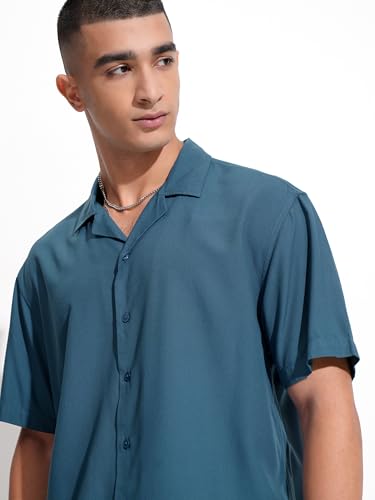 Ketch MenS Relaxed Fit Shirt (Khsh001818_Teal/Blue