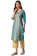 Aurelia Women Polyester Ceramic Floral Printed Straight Regular Kurta