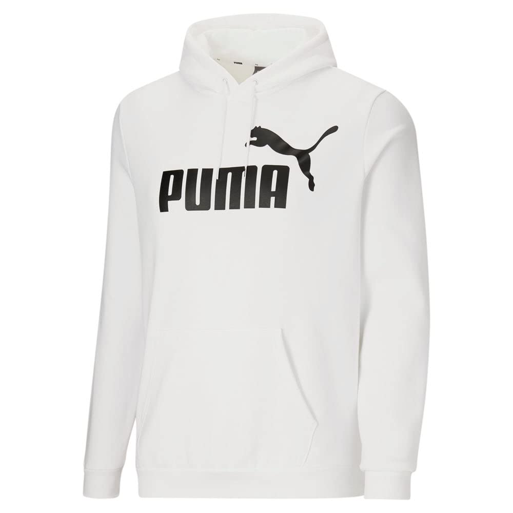 PUMA mens Essentials Big Logo Fleece Hoodie Hooded Sweatshirt, White, Large US