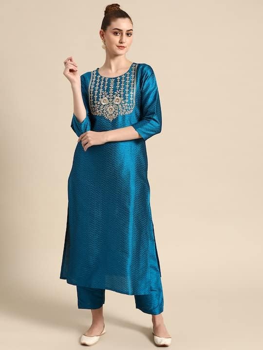 LookMark Womens Silk Blend Straight Kurta with Pant