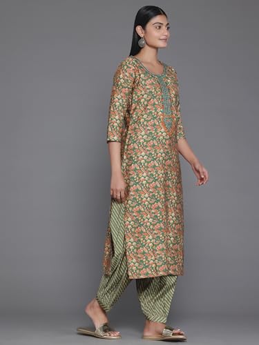 Libas WomenS Silk Blend Kurta Set (35387_Green