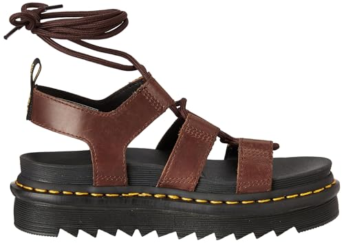 Dr. Martens Women's Nartilla Sandal, Dark Brown New Oily Illusion, 8