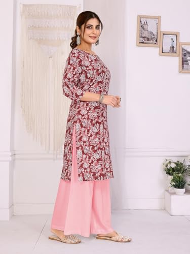 Rangita Peach Rayon Straight Printed Knee Length Kurti | Kurta For Women_M