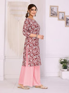Rangita Peach Rayon Straight Printed Knee Length Kurti | Kurta For Women_M