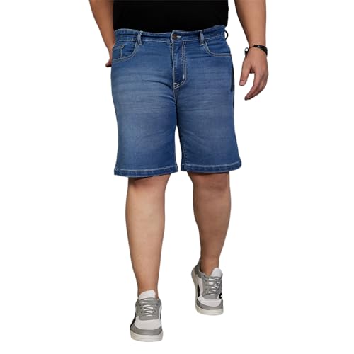 Bigbanana Plus Size MenS Regular Fit Washed Shorts (Adeben-Blue,Blue,6Xl)