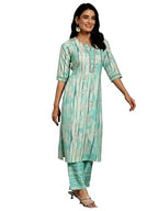Libas Womens Printed Viscose Straight Kurta With Trousers