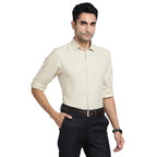 Turtle Men 100% Cotton Beige Solid Slim Fit Formal Shirts