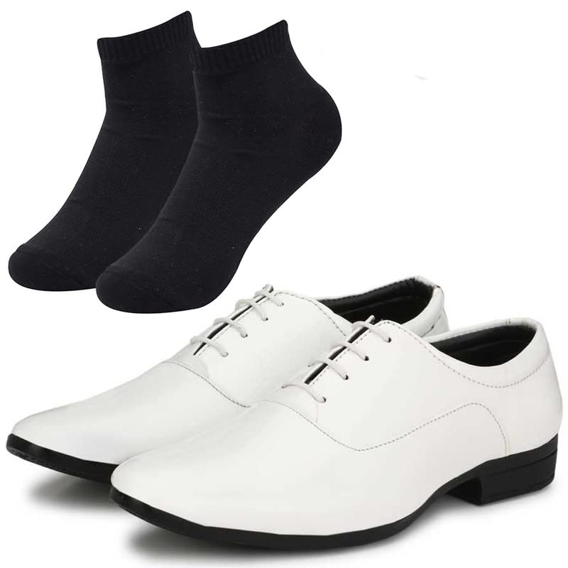 Vitoria Fashionable l Men Black Gold Formal Shoes with Black Socks/8 8
