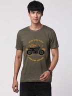 ADRO Mens Royal Bike Design Printed 100% Cotton T-Shirt - Regular Fit, Printed T-Shirts for Men (RN24-RYL-OL_Olive_2XL)