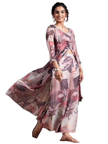 Libas WomenS Chiffon Grey Printed Polyester Co-Ords Regular 27572