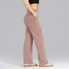 BlissClub Womens BareButter Straight Pants, High Rise, Straight fit,Pockets, Comfortable Waistband,Tall Variant Above 55
