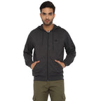 Turtle Men Essential Charcoal Grey Solid Hooded Sweatshirt