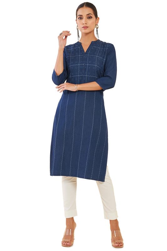 Soch Women Geometric Embroidered Cotton Kurta