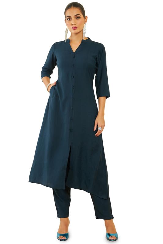 Soch Women Solid Silk Blend Kurta Set