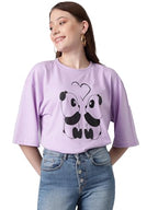 KOTTY Womens Cotton Blend Printed Oversized T-Shirts