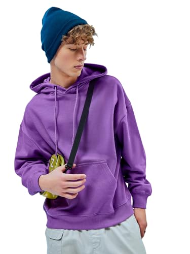 Bewakoof Heavy Duty 1.0 Mens Solid Oversized Hoodies_596368_Purple_M
