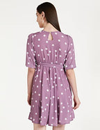 Tagas Women'S Polyester Blend Fit And Flare Knee-Length Dress (Op-3316-Purple-S_Purple_S)