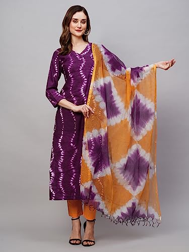 ANNI DESIGNER Womens Cotton Blend Printed Straight Kurta with Pant & Dupatta Pack of 2 (Combo-Mukhi Pink-Cup-Off White_L_Multi_