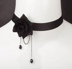ericotry Elegant Retro Rose Flower Collarbone Chain Clavicle Necklace Gothic Lolita Black Lace Collar Choker Ornament Wedding Ha