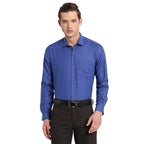 Turtle Men Blue Cotton Solid Slim Fit Formal Shirts
