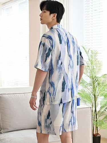 Greciilooks Men Rayon Casual Regular Fit Co-Ord Set (Blue, Xx-Large)