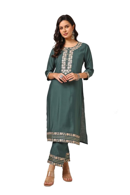 Soch Women Muslin Blend Embroidered Kurta Set with Gotta Patti