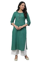Green Lurex Stripe Kurta With Embroidery (Size: Xl)-24Aua14423-704528