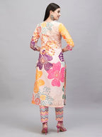 ANNI DESIGNER Womens Cotton Blend Straight Printed Kurta with Pant (Wahida White_M_White_Medium)