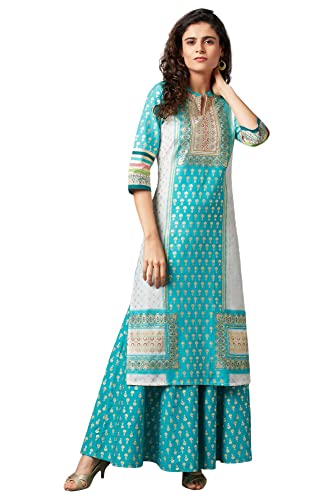 Aurelia Green Festive Kurta & Semi Flared Palazzo (Size: S)-23Feas14286-504211