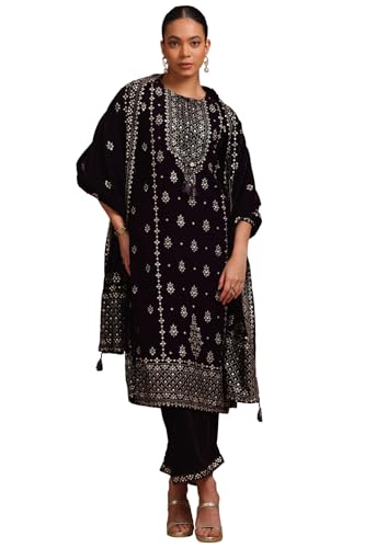 Soch Women Velvet Foil Print Suit Set