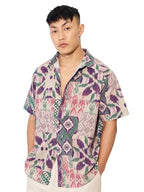 The Souled Store Ikat Soul Mens And Boys Short Sleeves Collared Neck Button Front Multicolor All Over Printed Rayon Regular Fit 