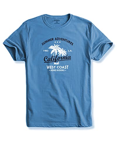 ADRO Summer Adventures California Mens Printed T-Shirt (RNR-M-CLL-SK_SkyBlue_M)