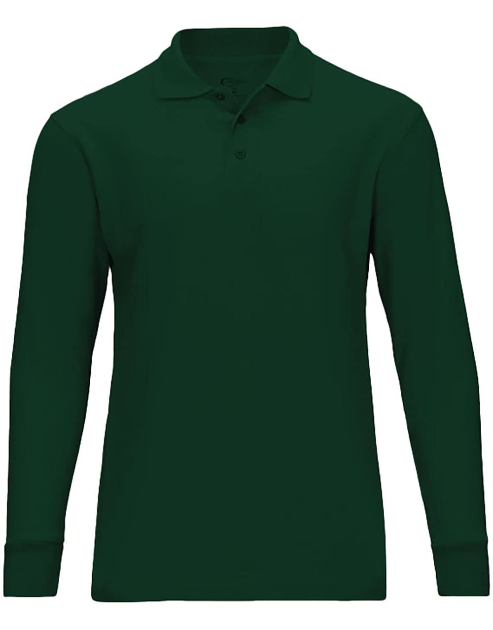 Premium Wear Men's Long Sleeve Polo Shirts - Stain Guard Polo Shirts for Men - Hunter Green - Medium