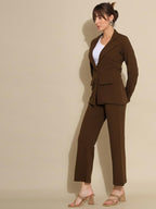 Selvia Co-ord Set for Women|Collared Neck Co-ord Set for Women| Blazer and Trouser|Solid Co-ord Set|Coat and Pant|2 Piece|Formal