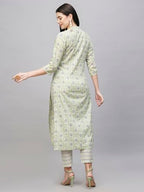 ANNI DESIGNER Womens Cotton Blend Straight Printed Kurta with Pant (Babita Green_XL_Green_X-Large)