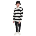 Bewakoof Mens Striped Black Mock Neck Full Sleeve Oversized Sweater